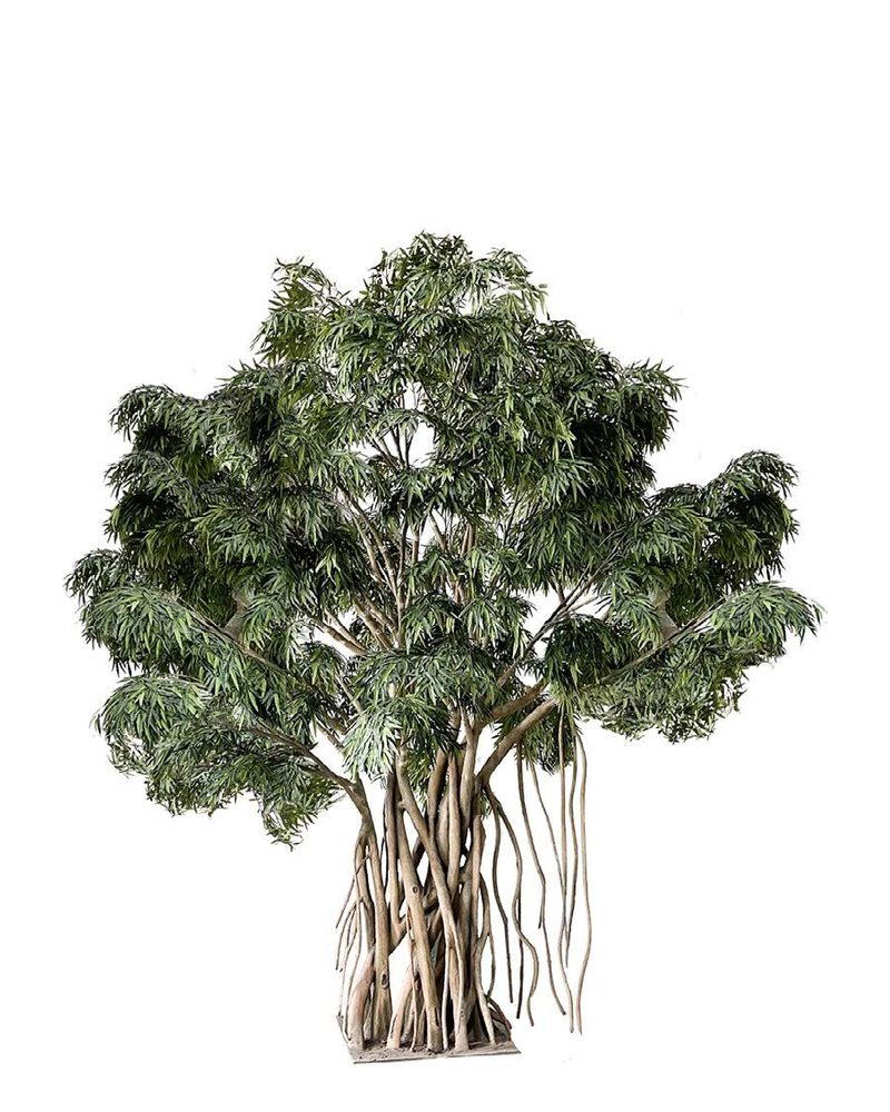 Artificial banyan ficus with hanging aerial roots